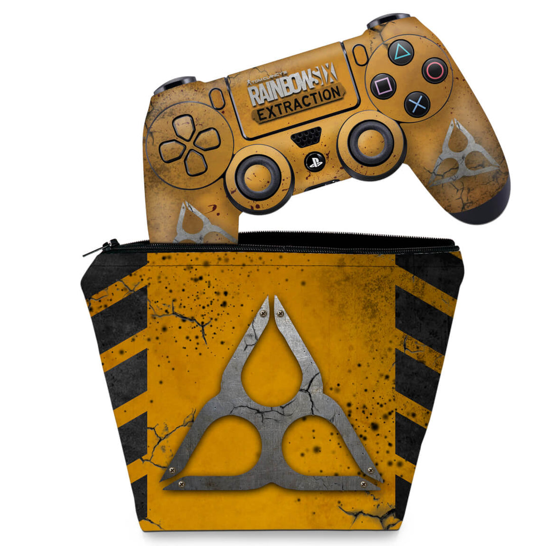 KIT Capa Case e Skin Anti-Rage PS4 Controle - Tom Clancy's Rainbow Six Siege Extraction - Pop Arte Skins