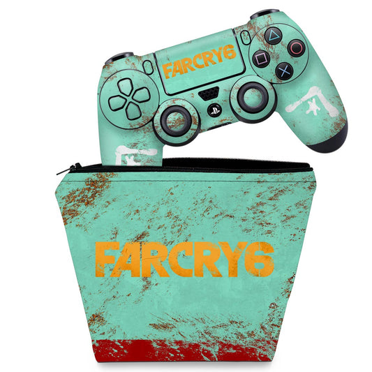 KIT Capa Case e Skin Anti-Rage PS4 Controle - Far Cry 6
