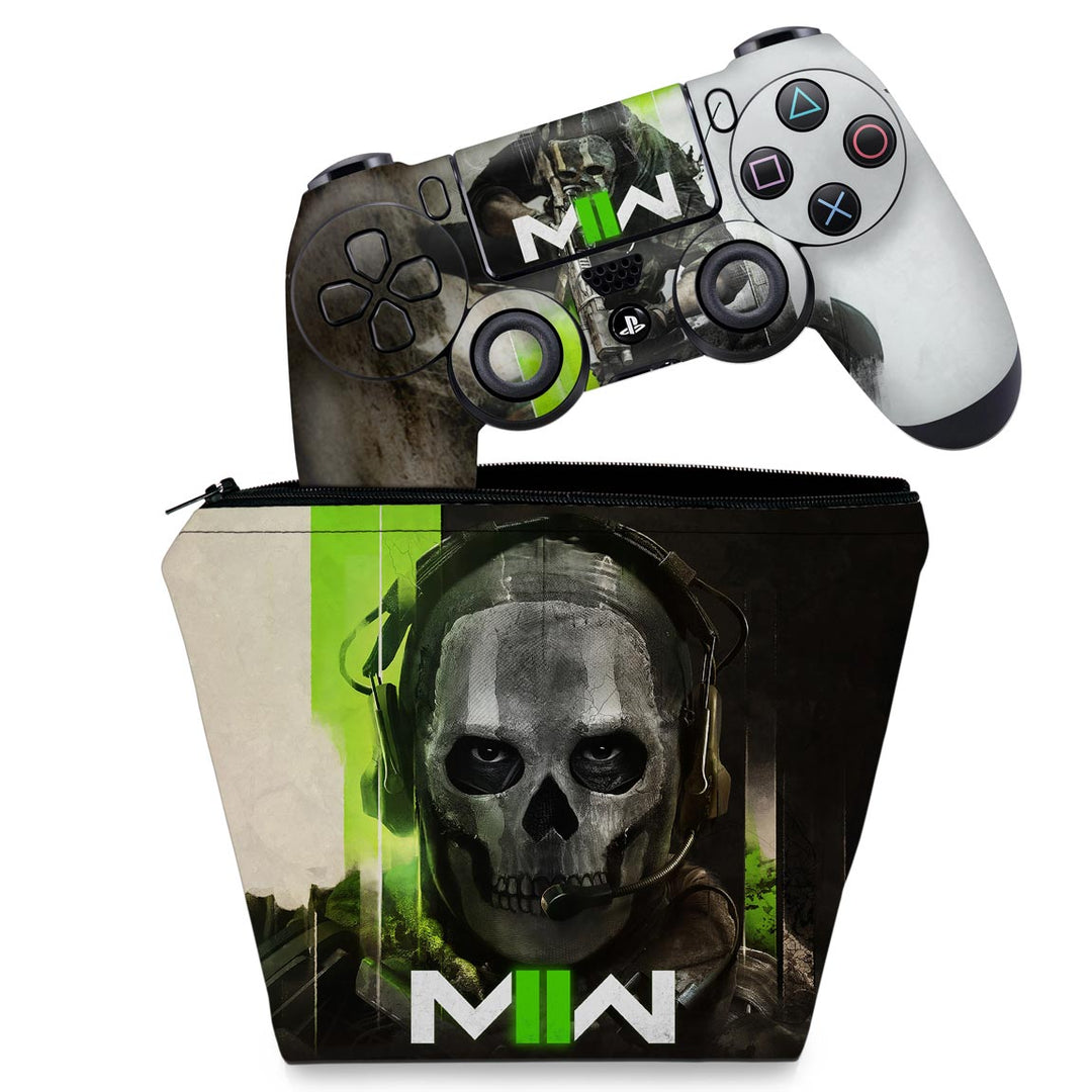KIT Capa Case e Skin Anti-Rage PS4 Controle - Call Of Duty Modern Warfare II - Pop Arte Skins
