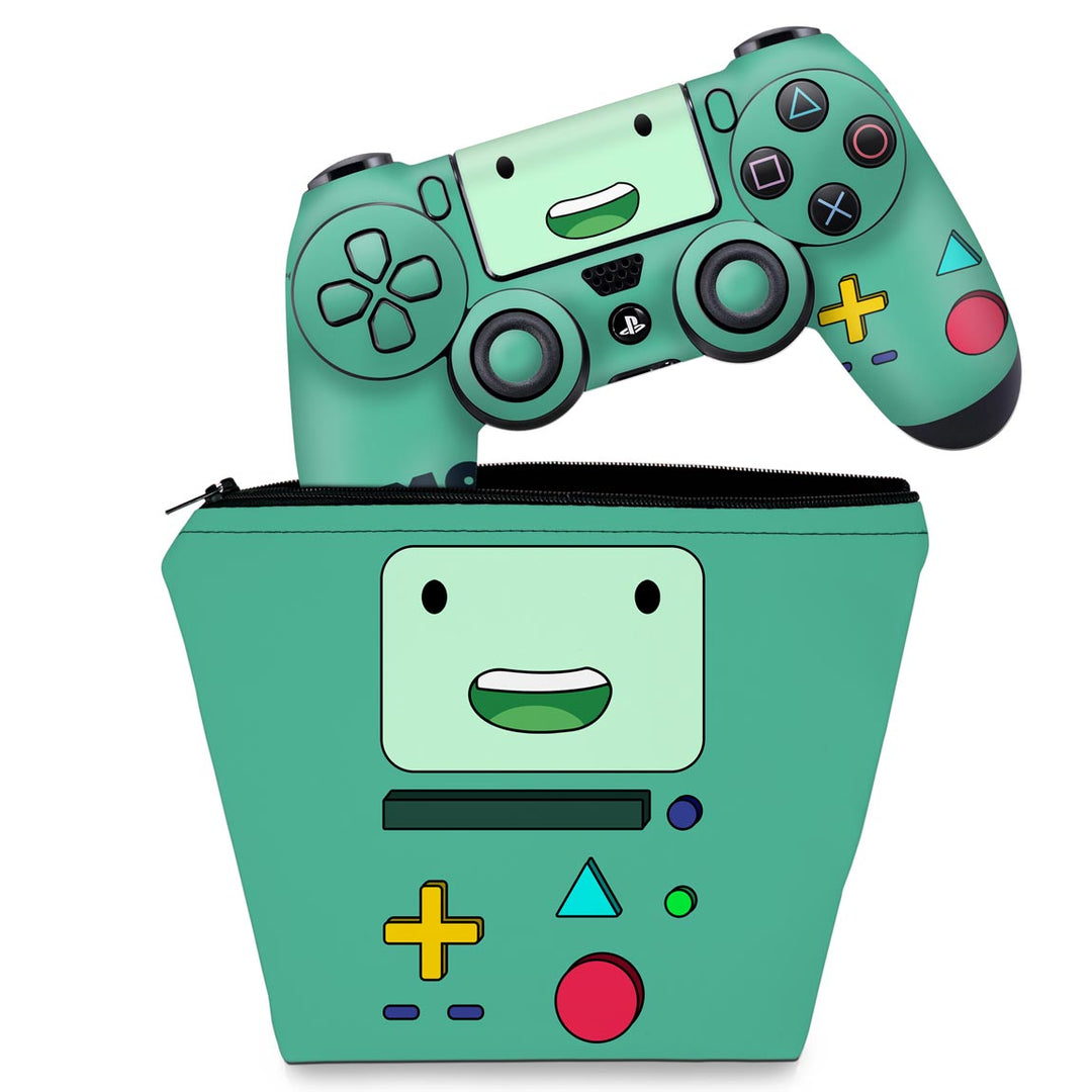 KIT Capa Case e Skin Anti-Rage PS4 Controle - BMO Hora de Aventura - Pop Arte Skins