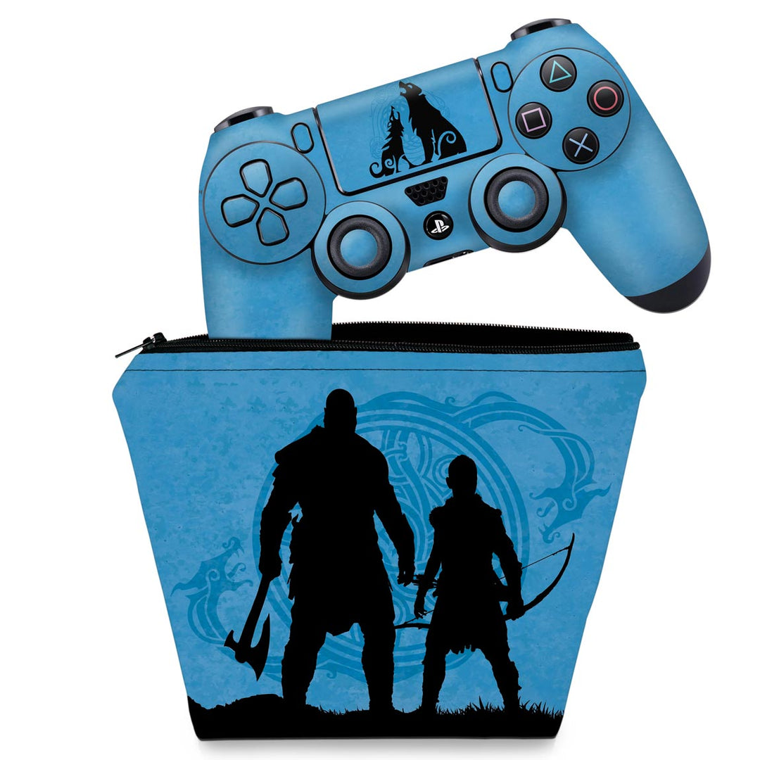 KIT Capa Case e Skin Anti-Rage PS4 Controle - God of War Ragnarok Edition - Pop Arte Skins