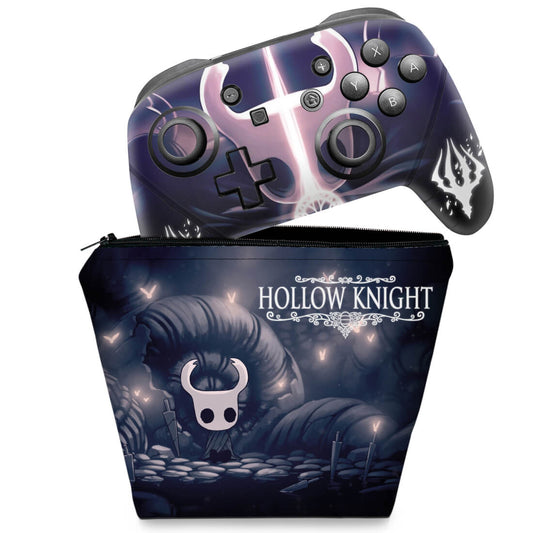 KIT Capa Case e Skin Nintendo Switch Pro Controle - Hollow Knight
