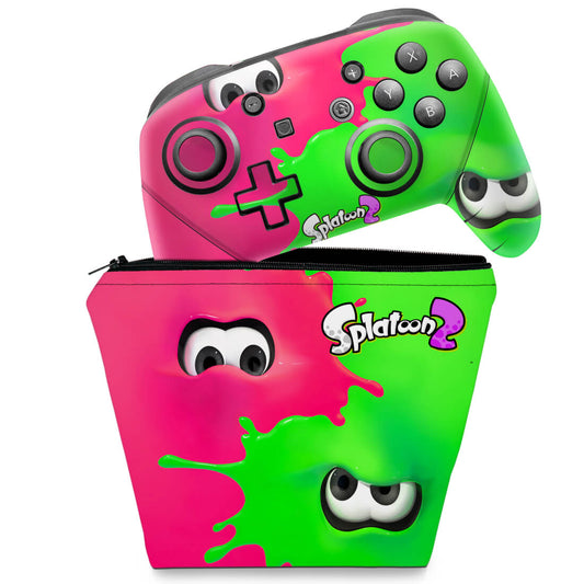 KIT Capa Case e Skin Nintendo Switch Pro Controle - Splatoon 2