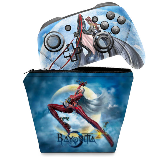 KIT Capa Case e Skin Nintendo Switch Pro Controle - Bayonetta 2