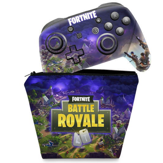 KIT Capa Case e Skin Nintendo Switch Pro Controle - Fortnite