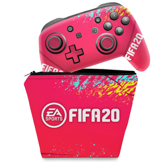 KIT Capa Case e Skin Nintendo Switch Pro Controle - Fifa 20