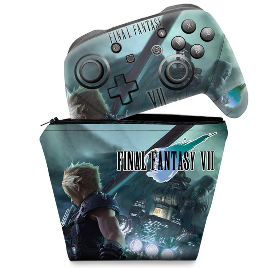 KIT Capa Case e Skin Nintendo Switch Pro Controle - Final Fantasy Vii: Remake