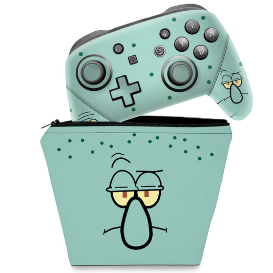 KIT Capa Case e Skin Nintendo Switch Pro Controle - Lula Molusco