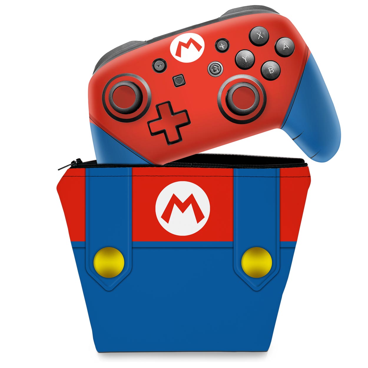 KIT Capa Case e Skin Nintendo Switch Pro Controle - Mario Vermelho Mania