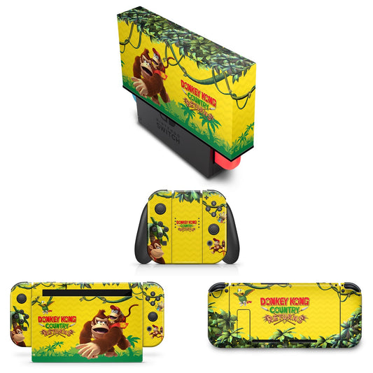 KIT Capa Anti Poeira e Skin Anti-Rage Nintendo Switch 1 - Donkey Kong Country Returns
