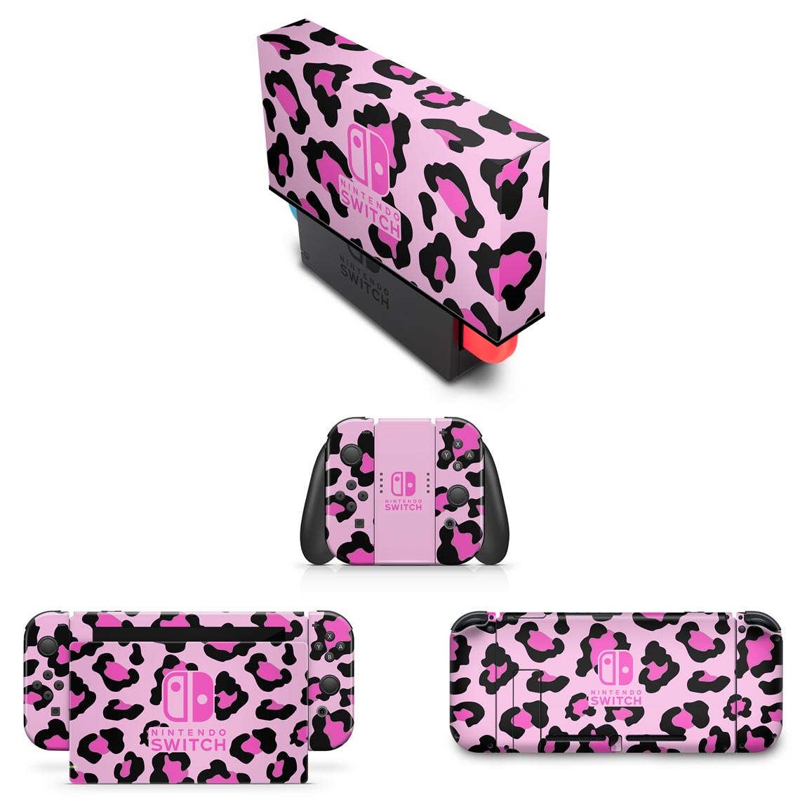 KIT Nintendo Switch Skin e Capa Anti Poeira - Onça Rosa
