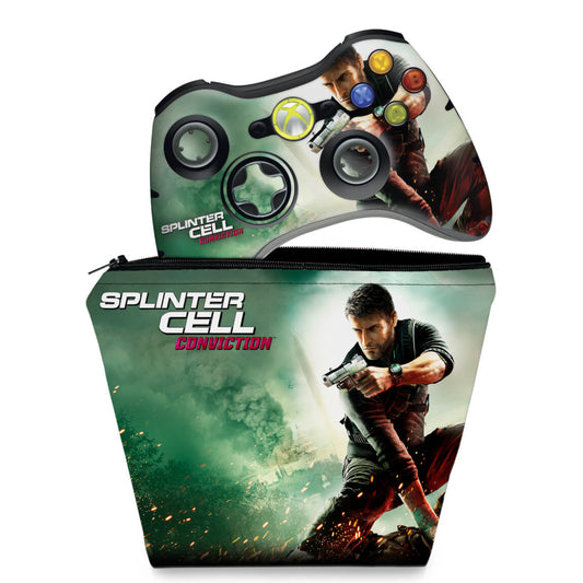 KIT Capa Case e Skin Anti-Rage Xbox 360 Controle - Splinter Cell Conviction