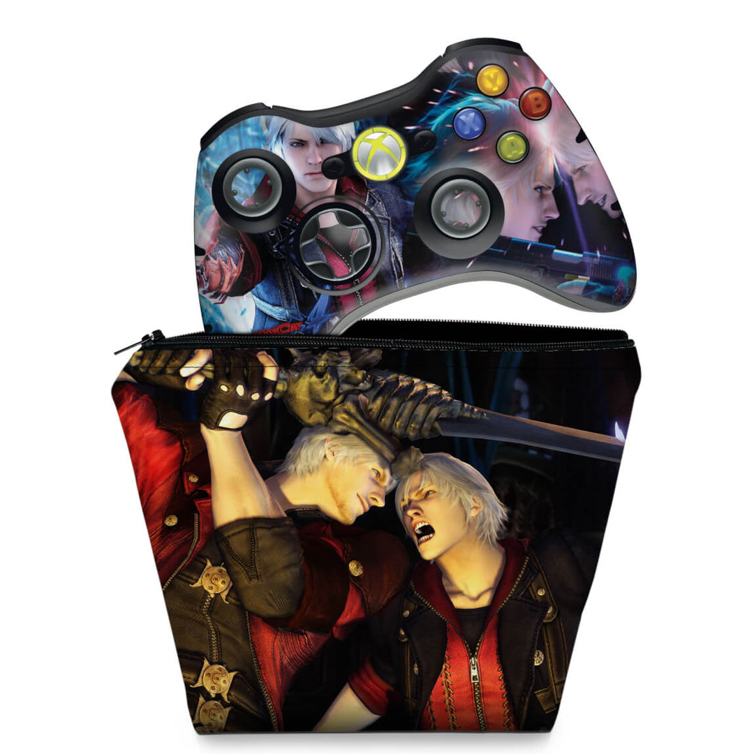 KIT Capa Case e Skin Anti-Rage Xbox 360 Controle - Devil May Cry 4 - Pop Arte Skins