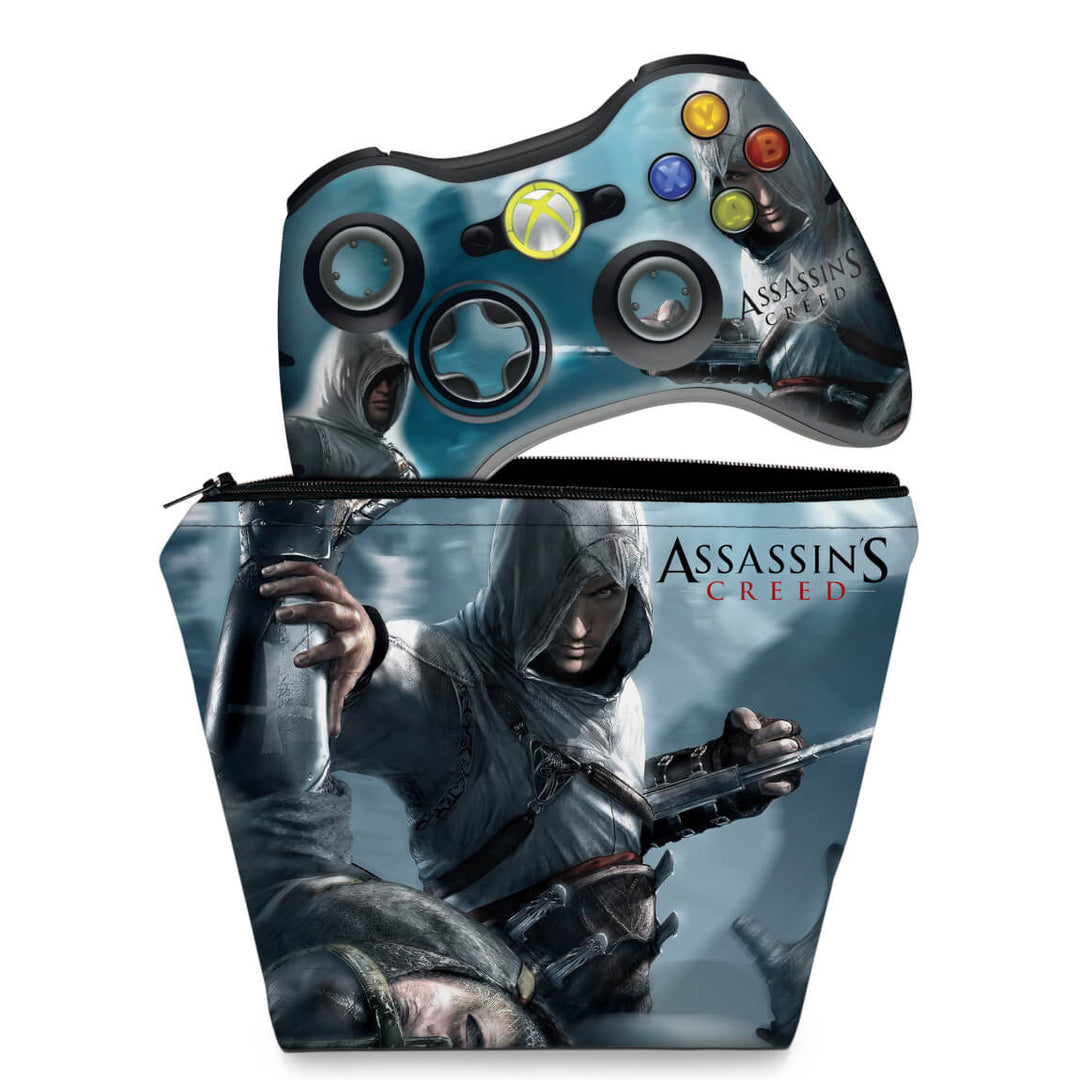 KIT Capa Case e Skin Anti-Rage Xbox 360 Controle - Assassins Creed - Pop Arte Skins