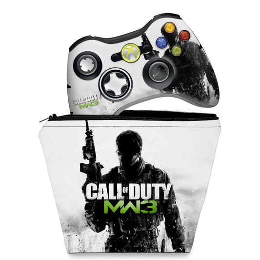 KIT Capa Case e Skin Anti-Rage Xbox 360 Controle - Call Of Duty Modern War 3