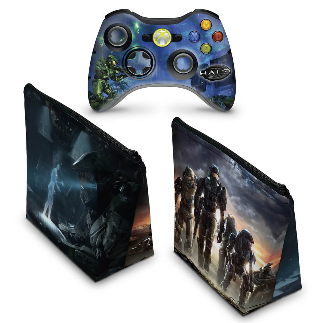 KIT Capa Case e Skin Anti-Rage Xbox 360 Controle - Halo Anniversary - Pop Arte Skins - foto 2