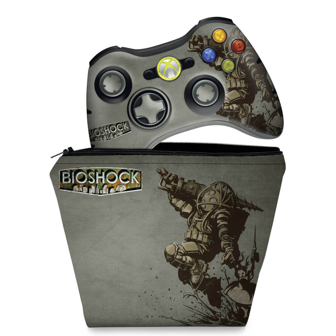 KIT Capa Case e Skin Anti-Rage Xbox 360 Controle - Bioshock - Pop Arte Skins