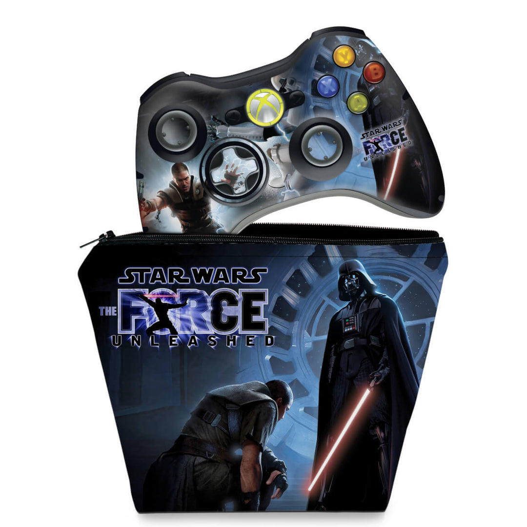 KIT Capa Case e Skin Anti-Rage Xbox 360 Controle - Star Wars The Force - Pop Arte Skins
