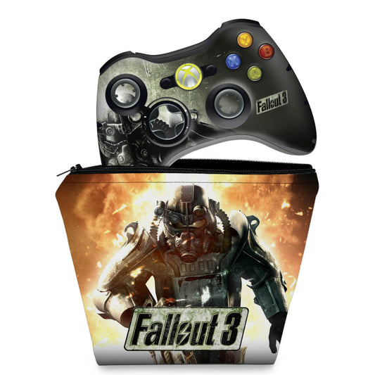KIT Capa Case e Skin Anti-Rage Xbox 360 Controle - Fallout 3