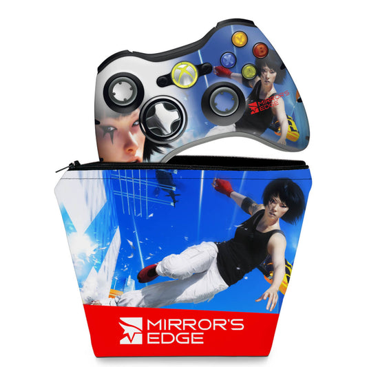 KIT Capa Case e Skin Anti-Rage Xbox 360 Controle - Mirrors Edge