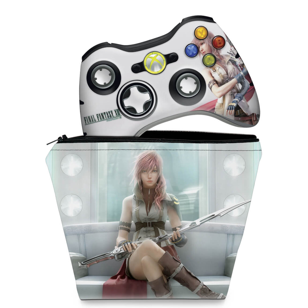 KIT Capa Case e Skin Anti-Rage Xbox 360 Controle - Final Fantasy Xiii #a - Pop Arte Skins