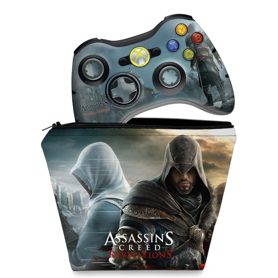 KIT Capa Case e Skin Anti-Rage Xbox 360 Controle - Assassins Creed Revelations - Pop Arte Skins