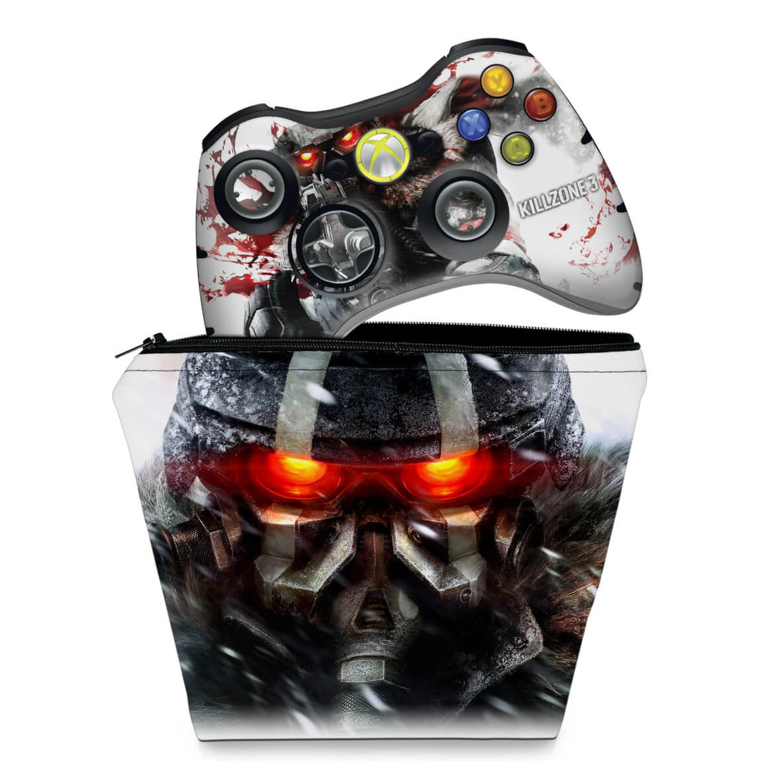 KIT Capa Case e Skin Anti-Rage Xbox 360 Controle - Killzone 3 - Pop Arte Skins