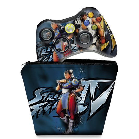 KIT Capa Case e Skin Anti-Rage Xbox 360 Controle - Street Fighter 4 #b