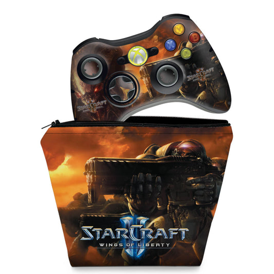 KIT Capa Case e Skin Anti-Rage Xbox 360 Controle - Starcraft 2