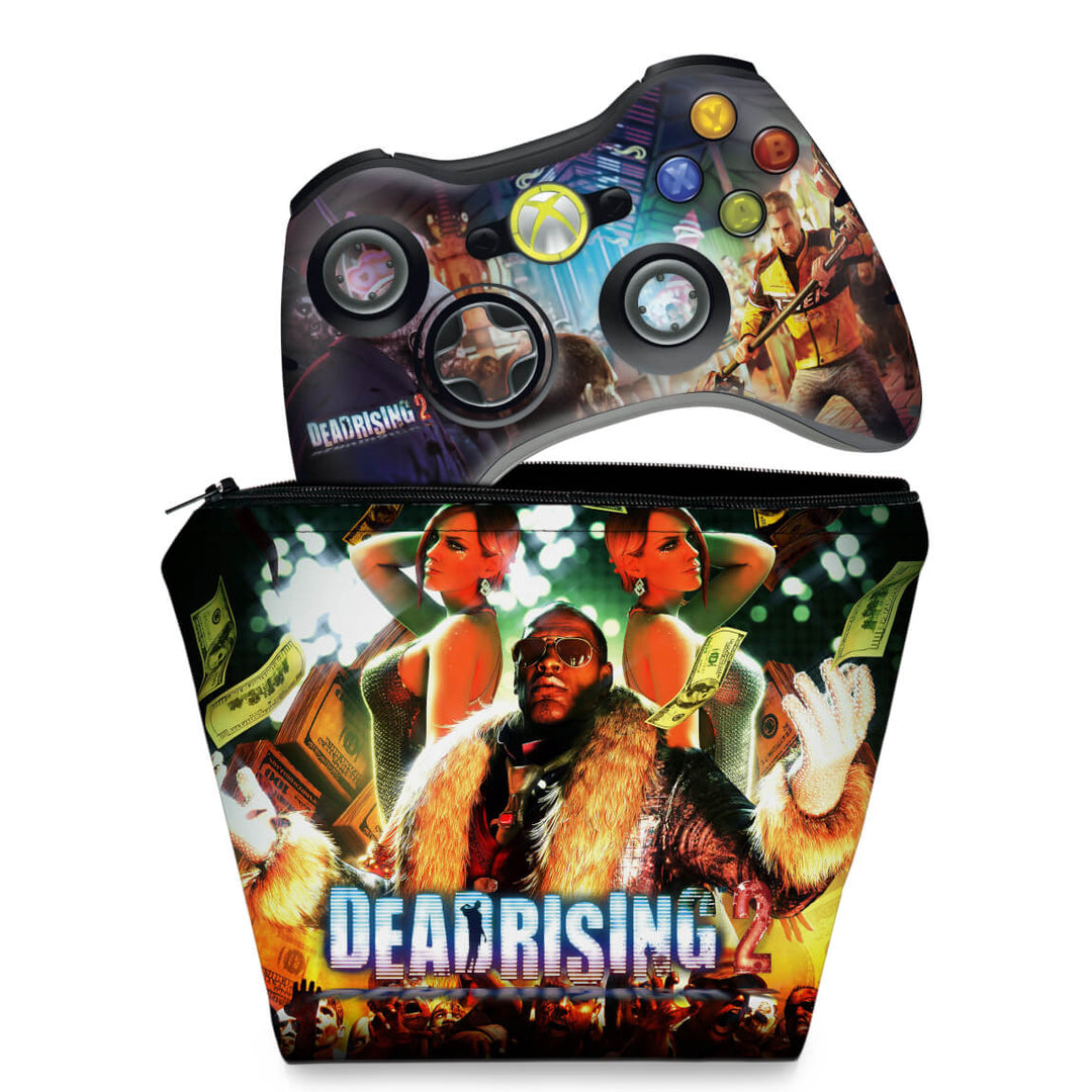 KIT Capa Case e Skin Anti-Rage Xbox 360 Controle - Dead Rising 2 - Pop Arte Skins