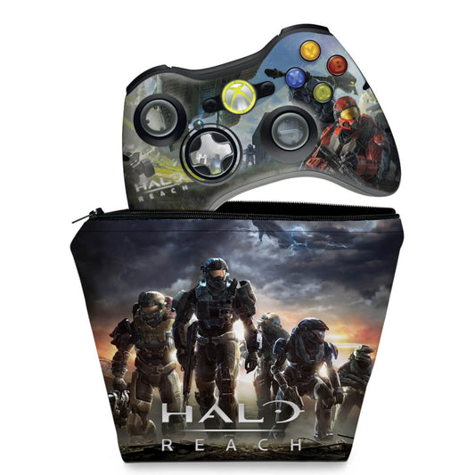 KIT Capa Case e Skin Anti-Rage Xbox 360 Controle - Halo Reach