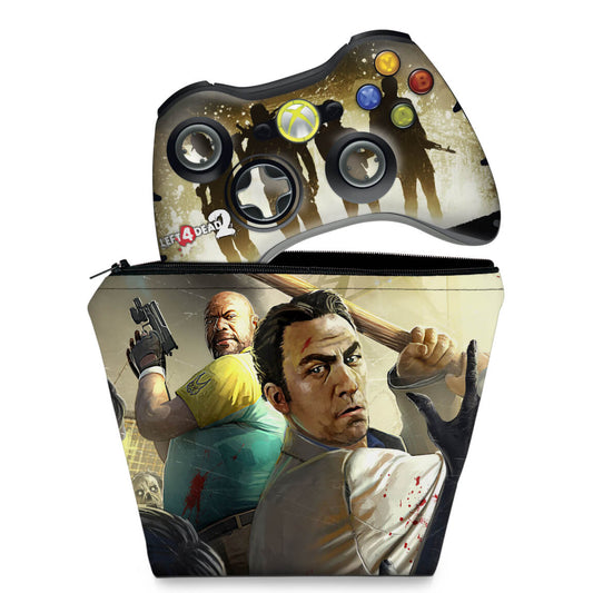 KIT Capa Case e Skin Anti-Rage Xbox 360 Controle - Left 4 Dead 2