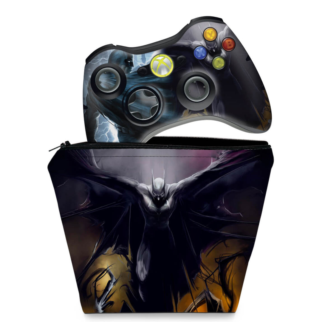 KIT Capa Case e Skin Anti-Rage Xbox 360 Controle - Batman - Pop Arte Skins