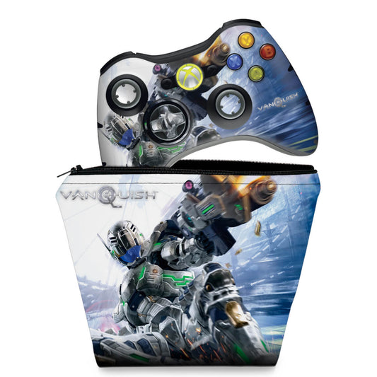 KIT Capa Case e Skin Anti-Rage Xbox 360 Controle - Vanquish