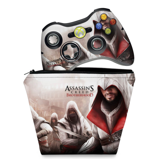 KIT Capa Case e Skin Anti-Rage Xbox 360 Controle - Assassins Creed Brotherwood #A