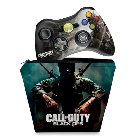 KIT Capa Case e Skin Anti-Rage Xbox 360 Controle - Call Of Duty Black Ops