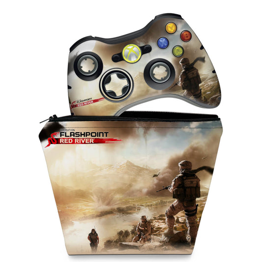 KIT Capa Case e Skin Anti-Rage Xbox 360 Controle - Operation Flashpoint