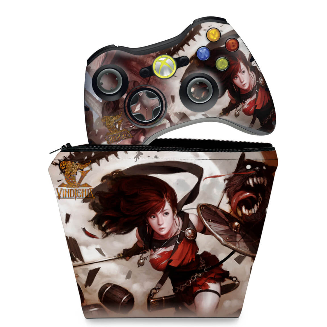KIT Capa Case e Skin Anti-Rage Xbox 360 Controle - Vindictus - Pop Arte Skins