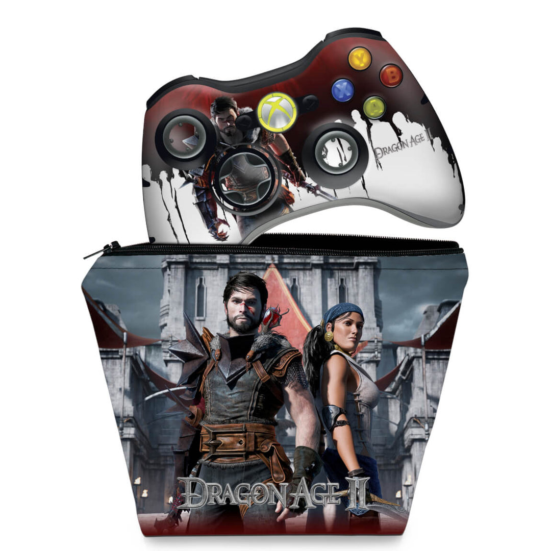 KIT Capa Case e Skin Anti-Rage Xbox 360 Controle - Dragon Age 2 - Pop Arte Skins