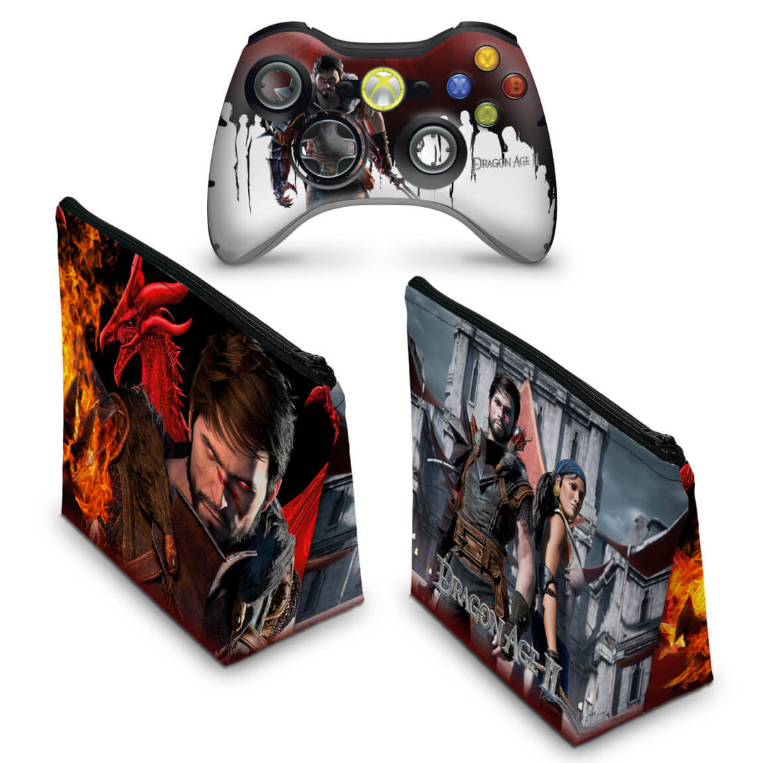 KIT Capa Case e Skin Anti-Rage Xbox 360 Controle - Dragon Age 2 - Pop Arte Skins - foto 2
