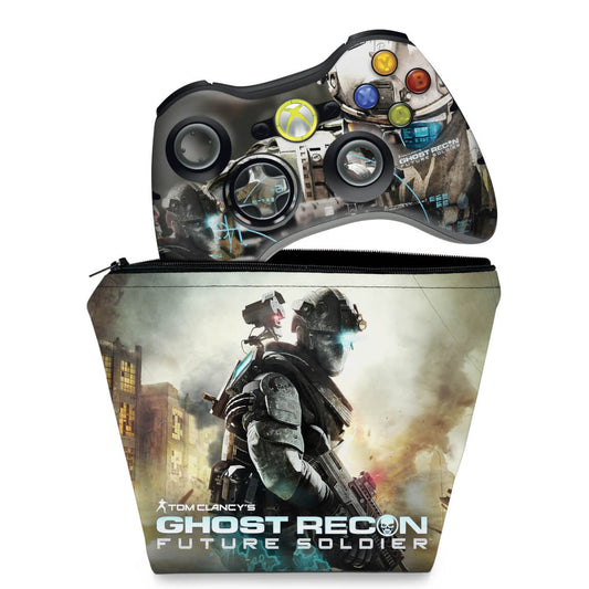 KIT Capa Case e Skin Anti-Rage Xbox 360 Controle - Ghost Recon Future 2 Ud