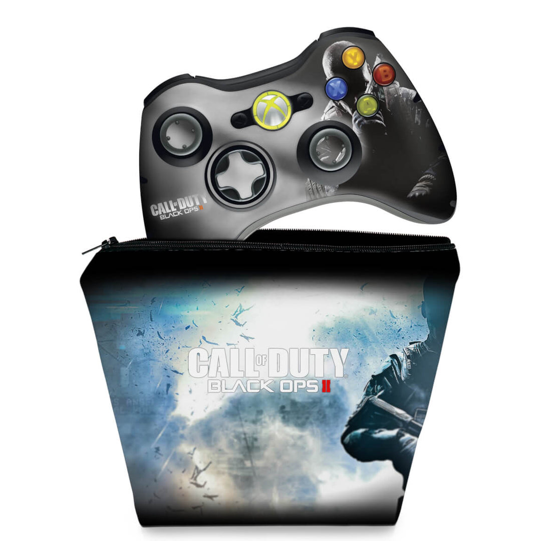 KIT Capa Case e Skin Anti-Rage Xbox 360 Controle - Call Of Duty Black Ops 2 - Pop Arte Skins