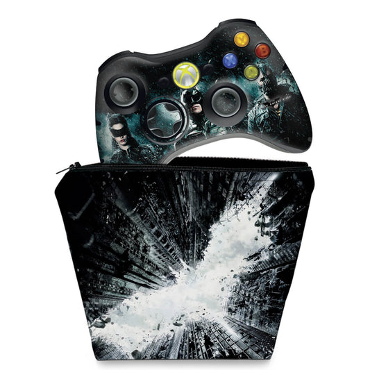 KIT Capa Case e Skin Anti-Rage Xbox 360 Controle - Batman Dark Knight