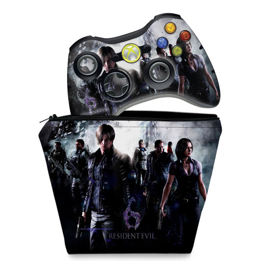 KIT Capa Case e Skin Anti-Rage Xbox 360 Controle - Resident Evil 6