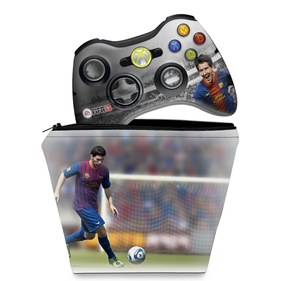 KIT Capa Case e Skin Anti-Rage Xbox 360 Controle - Fifa 13 - Pop Arte Skins