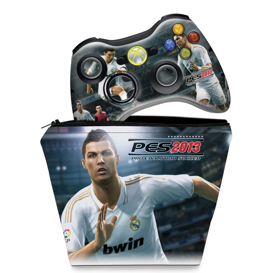 KIT Capa Case e Skin Anti-Rage Xbox 360 Controle - Pes 2013 - Pop Arte Skins