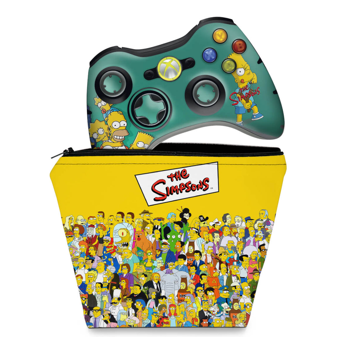KIT Capa Case e Skin Anti-Rage Xbox 360 Controle - Simpsons - Pop Arte Skins