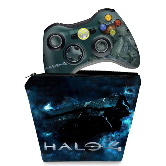 KIT Capa Case e Skin Anti-Rage Xbox 360 Controle - Halo 4