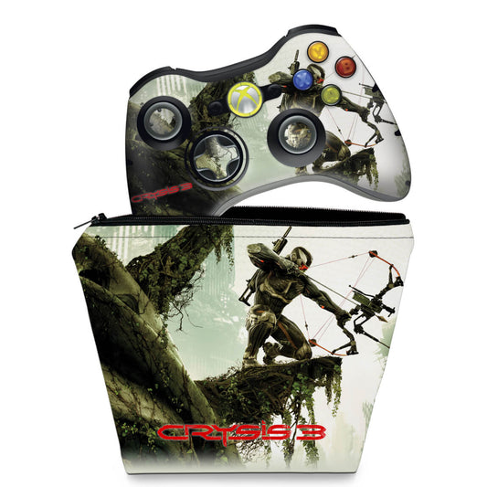 KIT Capa Case e Skin Anti-Rage Xbox 360 Controle - Crysis 3