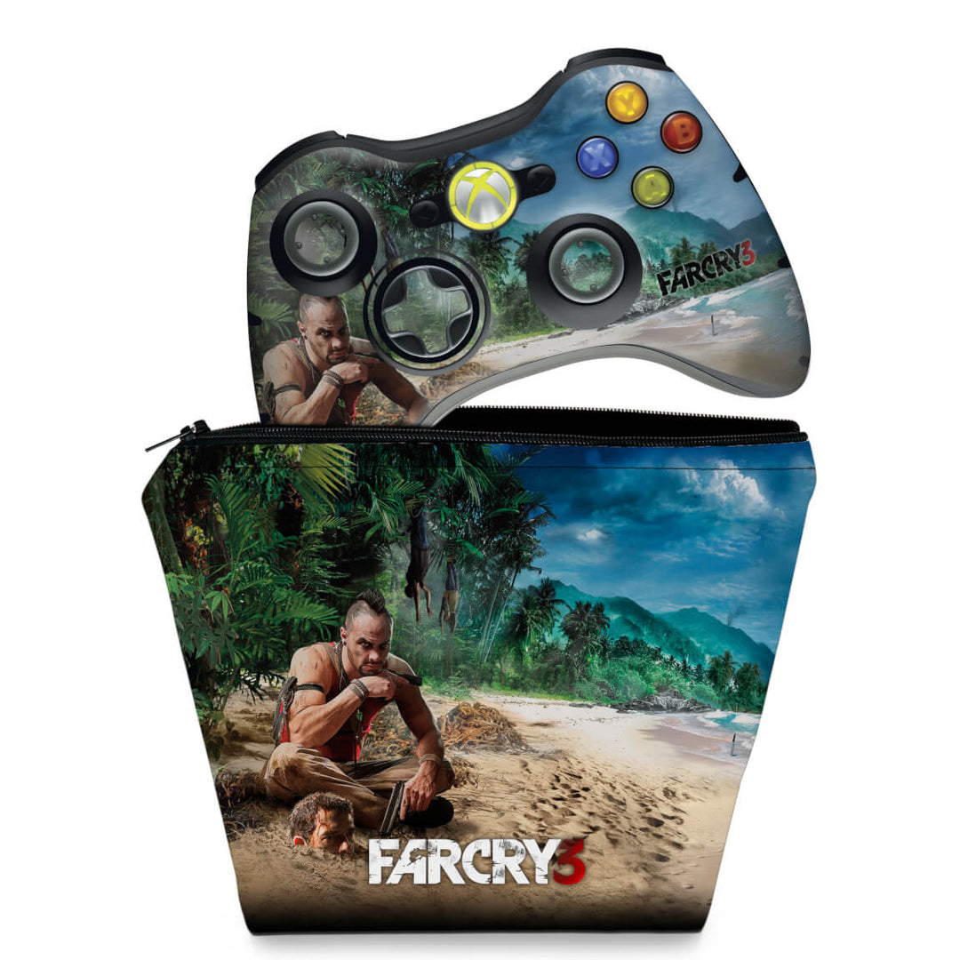 KIT Capa Case e Skin Anti-Rage Xbox 360 Controle - Far Cry 3 - Pop Arte Skins